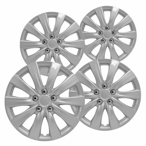 Fuel Rider Set of 4 16 inch Silver Snap-On Hubcaps with 10 Spoke Compatible with 2011-2013 Toyota Corolla Standard Steel Wheel Covers