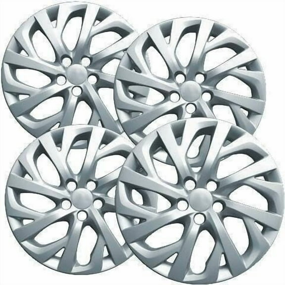 Fuel Rider Set of 4 16 inch Silver Snap-On Hubcaps with 6 Spoke Compatible with 2017-2019 Toyota Corolla LE Standard Steel Wheel Covers