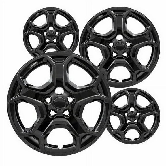 Fuel Rider Set of 4 17 inch Gloss Black Bolt-On Hubcaps With 5 Spoke Compatible With 2017-2019 Ford Escape S Standard Steel Wheel Covers