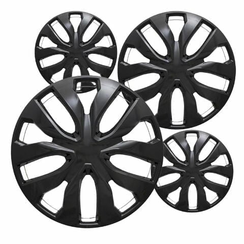 Fuel Rider Set of 4 17 inch Gloss Black Snap-On Hubcaps With 10 Spoke Compatible With 2014-2020 Nissan Rogue S Standard Steel Wheel Covers