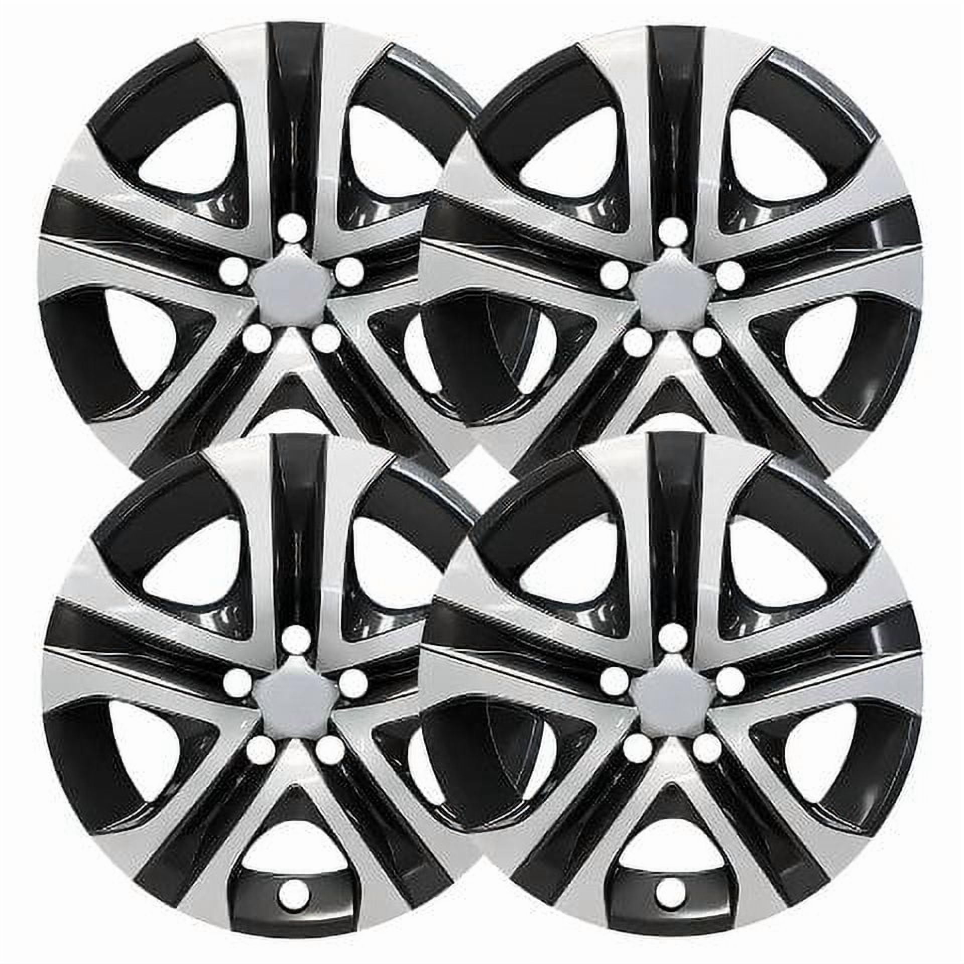 Fuel Rider Set of 4 17 inch Silver & Black Snap-On Hubcaps With 5 Spoke Compatible With 2013-2018 Toyota RAV4 LE Standard Steel Wheel Covers