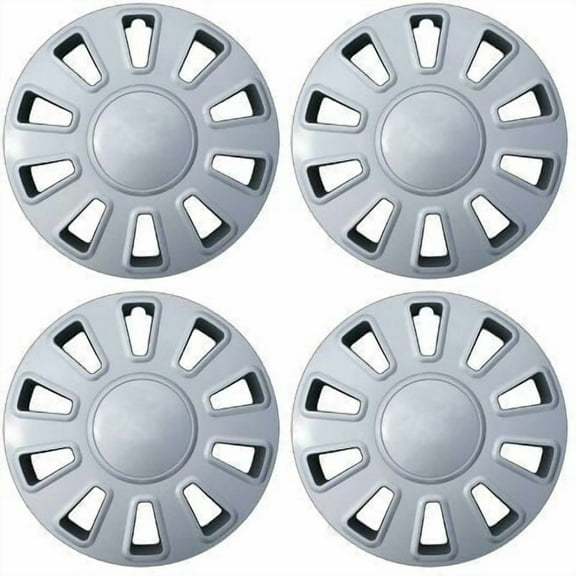 Fuel Rider Set of 4 17 inch Silver Bolt-On Hubcaps With 10 Spoke Compatible With 2006-2011 Ford Crown Victoria Standard Steel Wheel Covers