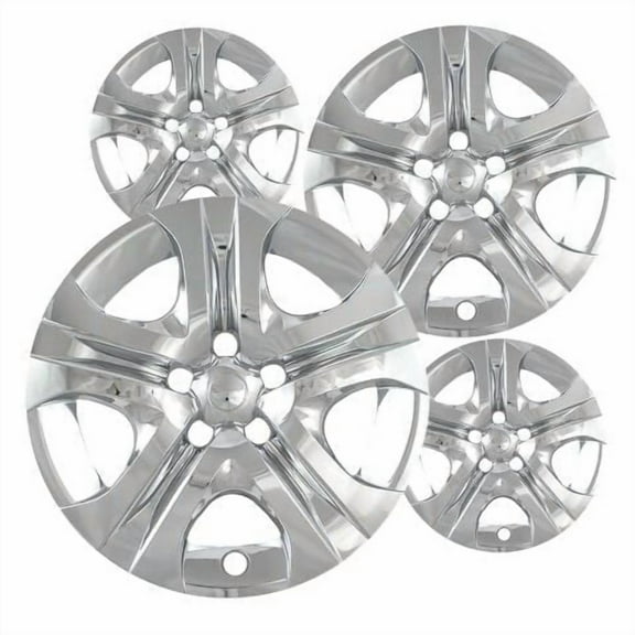 Fuel Rider Set of 4 17 inch Silver Bolt-On Hubcaps With 5 Spoke Compatible With 2013-2018 Toyota RAV4 LE Standard Steel Wheel Covers