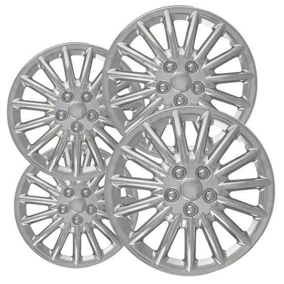 Fuel Rider Set of 4 Semi-Universal 17 inch Chrome Snap-On Hubcaps With 15 Spokes