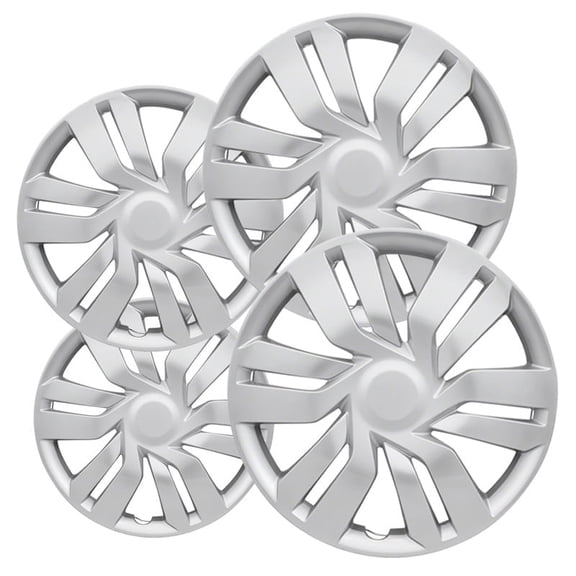 Fuel Rider Set of 4 Semi-Universal 17 inch Silver Snap-On Hubcaps With 6 Double Spokes