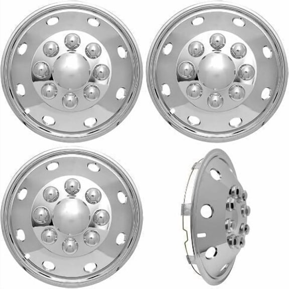 Fuel Rider Set of 4 Universal Chrome ABS 16 inch Wheel Simulators with Metal Clip & Ring Retention Truck Van RV Motorhome Wheel Covers