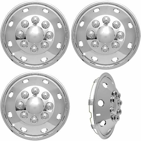 Fuel Rider Set of 4 Universal Polished Stainless Steel 16 inch Wheel Simulators Truck Van RV Motorhome Wheel Covers