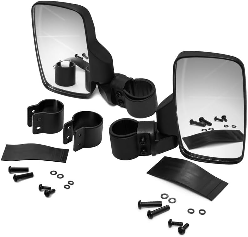 Fuel Rider UTV Rear View Side Mirrors - Shatter-Proof, Adjustable, Universal Fit 1.6" - 2" Roll Cage Bar - High Impact Tempered Glass