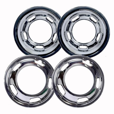 Fuel Rider Wheel Simulators for 19-24 Ram 3500 SLT 17" 8-Lug Dually  Chrome ABS Push-On 5 Hand Holes 2 Front & 2 Rear  Set of 4 (No Center Cap)