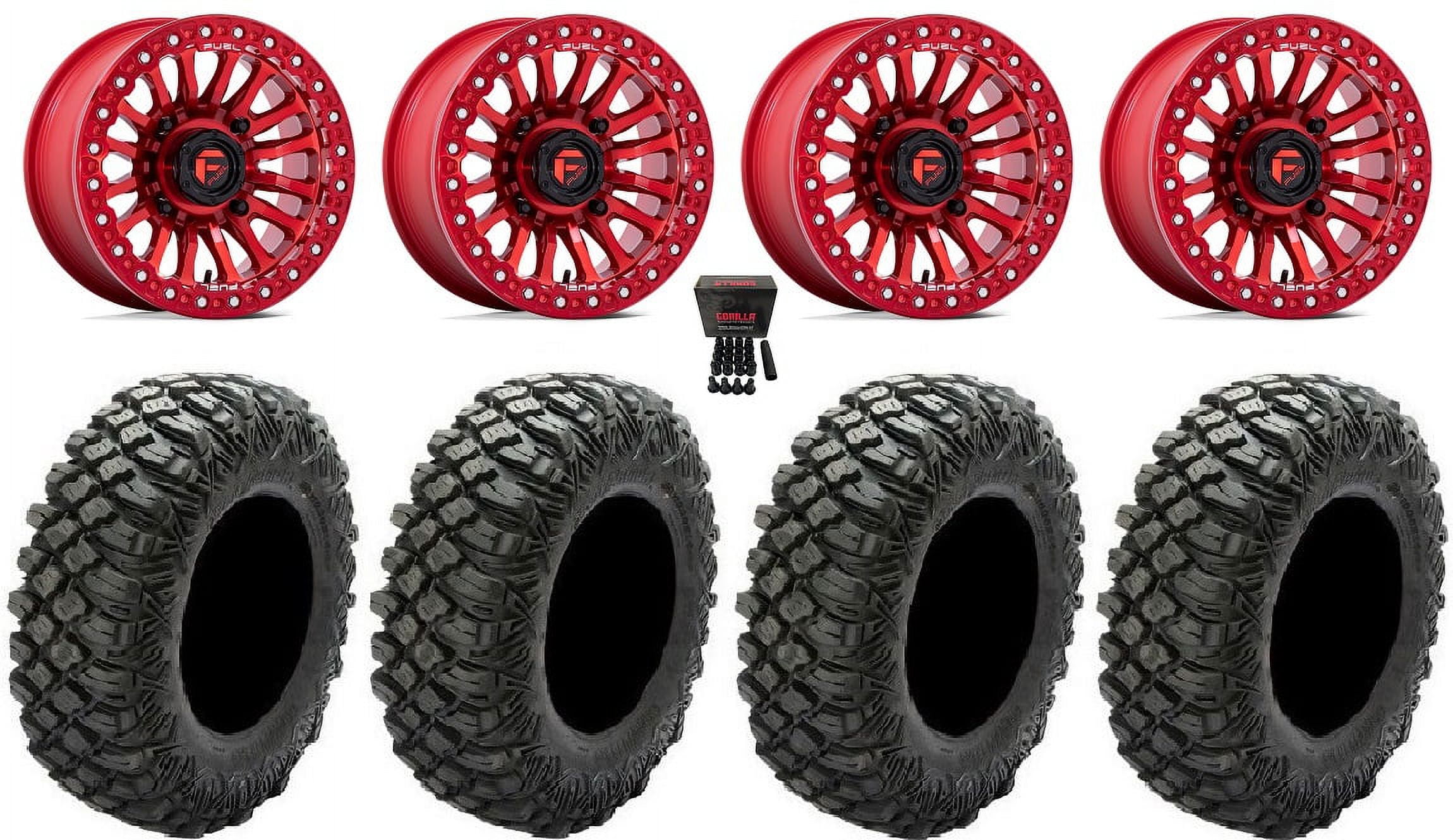 Fuel Rincon Bdlk 15" Wheels Red 32" Crawler XR Tires Yamaha Viking