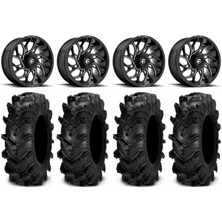 Fuel Runner 18" Wheels Black 36" Cryptid Tires Kawasaki Mule Pro FXT