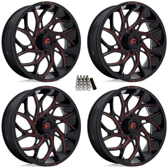 Fuel Runner 20" UTV Wheels Gloss Black/Red Kawasaki Mule Pro FXT