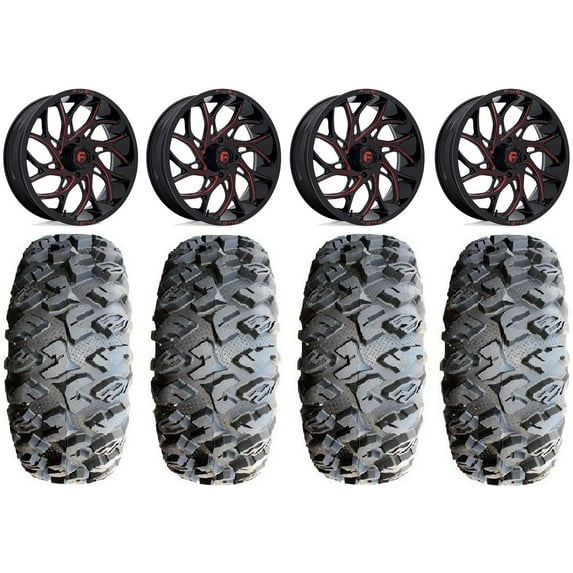 Fuel Runner 20" Wheels Red 33" MotoClaw Tires Can-Am Maverick X3 / Honda Pioneer 1000 / Talon