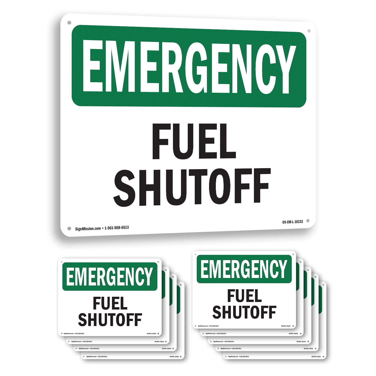 Fuel Shutoff OSHA Emergency Rigid Plastic Sign 10 Inch x 7 Inch - 10 ...