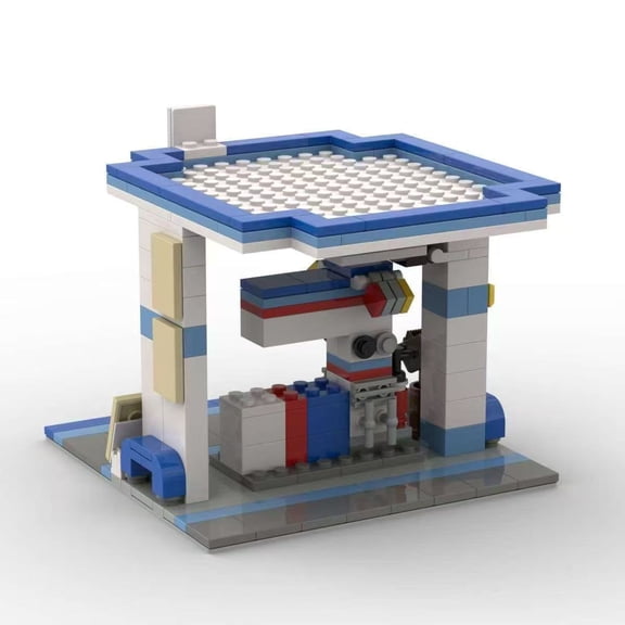 Fuel Station Building Blocks Set, Creative Gas Station Model Kit for Desktop Display and DIY Assembly（302pcs）