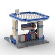 Fuel Station Building Blocks Set, Creative Gas Station Model Kit for Desktop Display and DIY Assembly 302pcs