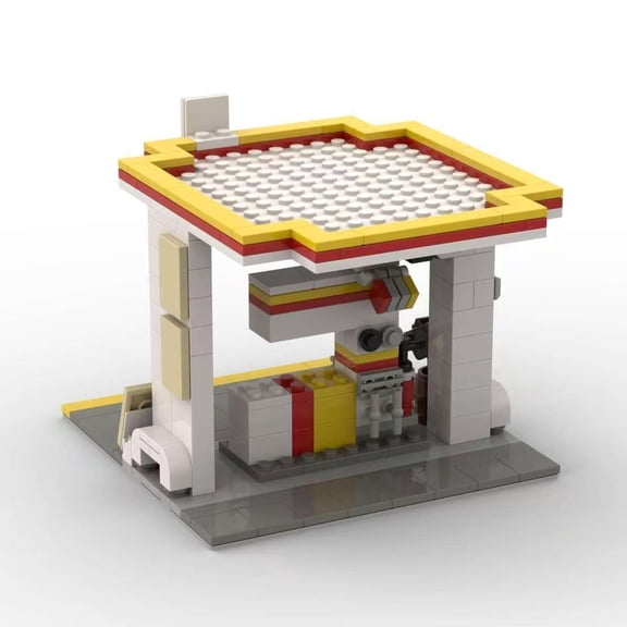 Fuel Station Building Blocks Set, Creative Gas Station Model Kit for Desktop Display and DIY Assembly
