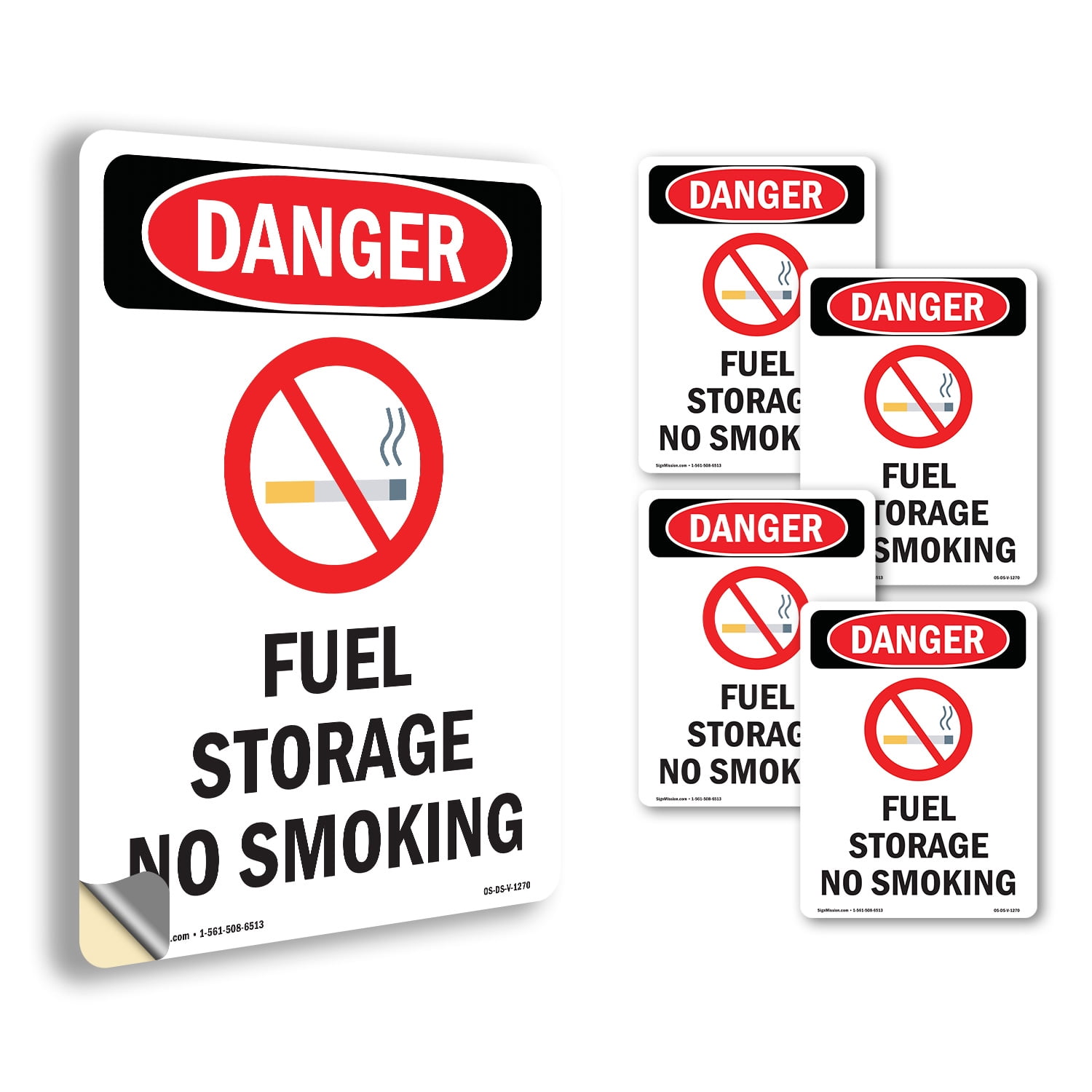 Fuel Storage No Smoking OSHA Danger Vinyl Decal Label 24 Inch x 18 Inch ...