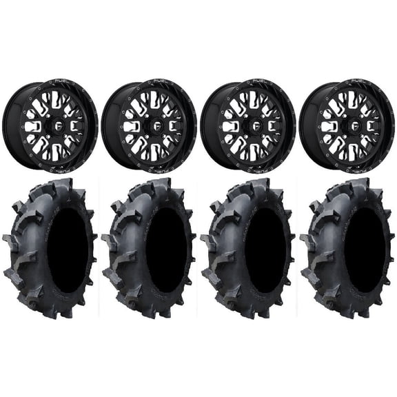 Fuel Stroke Black 18" Wheels 35" Interforce 628 Tires Can-Am Maverick X3 / Honda Pioneer 1000 / Talon