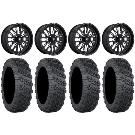 Fuel Stroke Black 20" Wheels 35" Versa Cross V3 Tires Kawasaki Mule Pro FXT