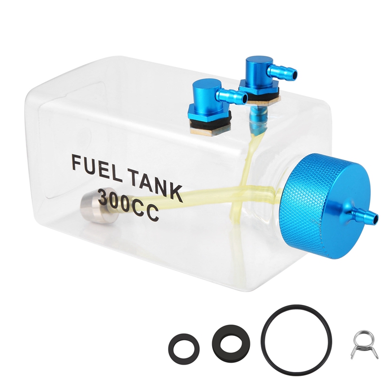 Serbatoio Carburante Trasparente 300CC In Plastica Per Aerei RC | Con Tappo CNC In Metallo Per Modelli A Scoppio E Nitro
