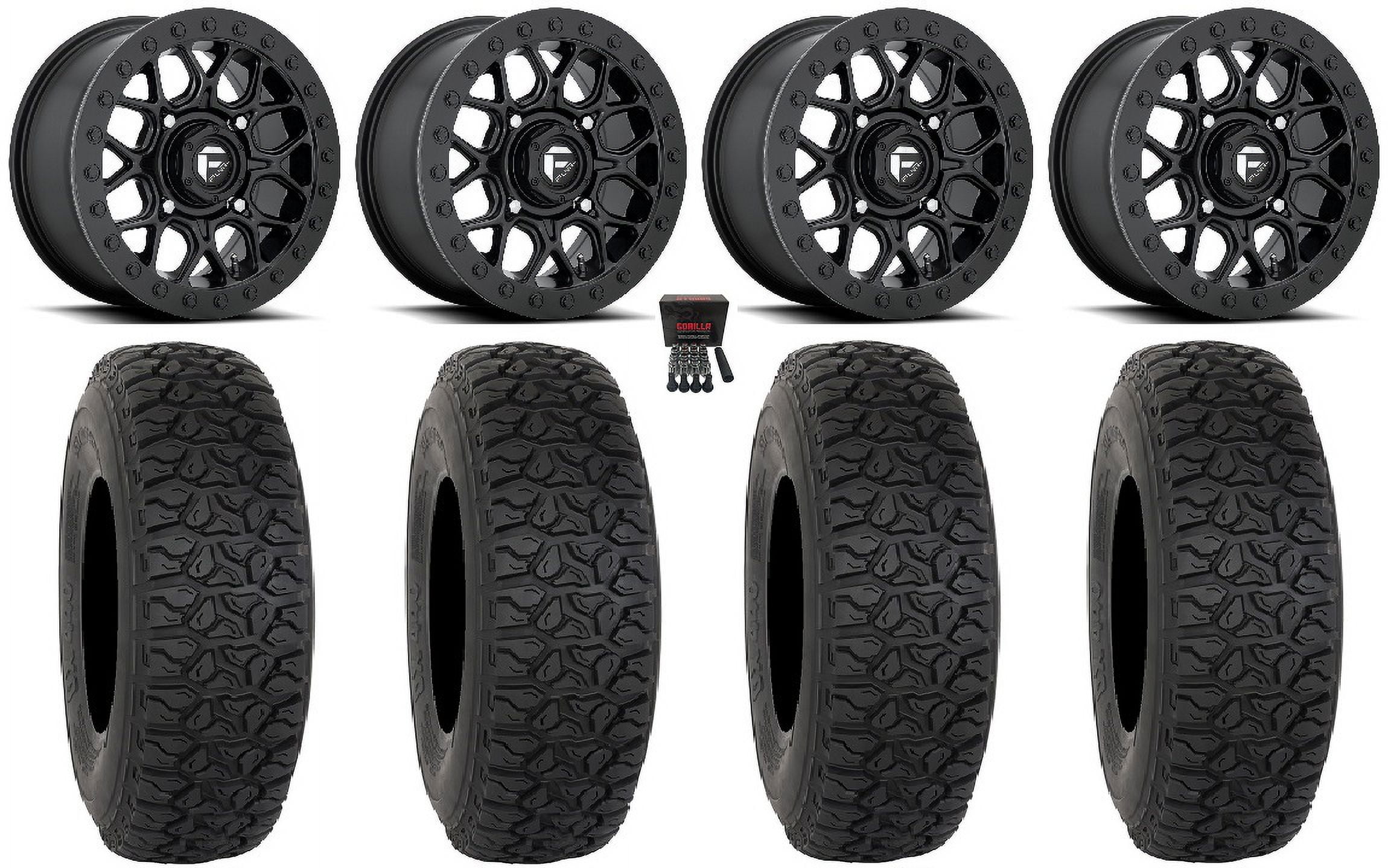 Fuel Tech Beadlock 15" Wheels Black 32" DX440 Tires CanAm Maverick X3