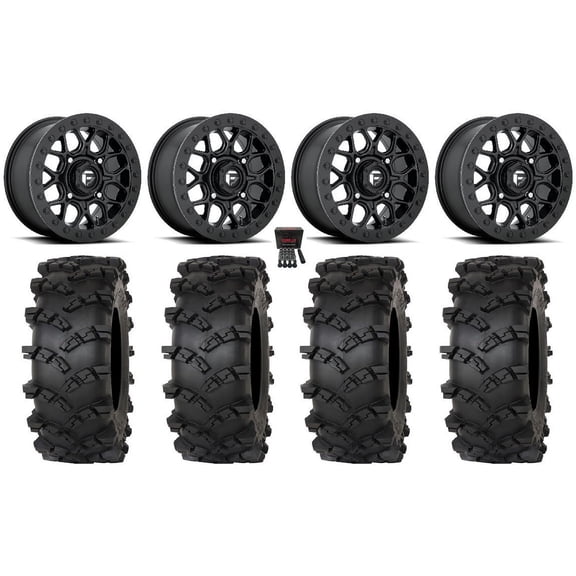 Fuel Tech Beadlock 15" Wheels Black 32" Outlaw M/T Tires Can-Am Maverick X3 / Honda Pioneer 1000 / Talon