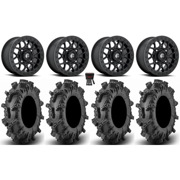 Fuel Tech Beadlock 15" Wheels Black 32" Terminator Max Tires Can-Am Commander Maverick Renegade Outlander Defender