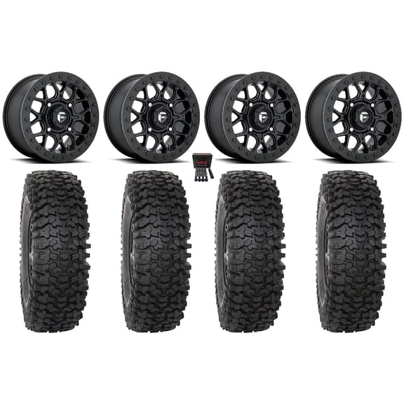 Fuel Tech Beadlock 15" Wheels Black 33" RC500 Tires Can-Am Commander Maverick Renegade Outlander Defender