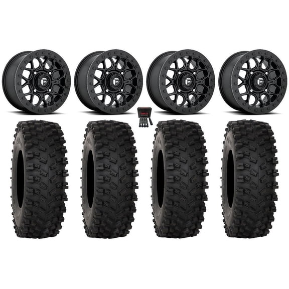 Fuel Tech Beadlock 15" Wheels Black 35" ATX470 Tires Sportsman RZR Ranger