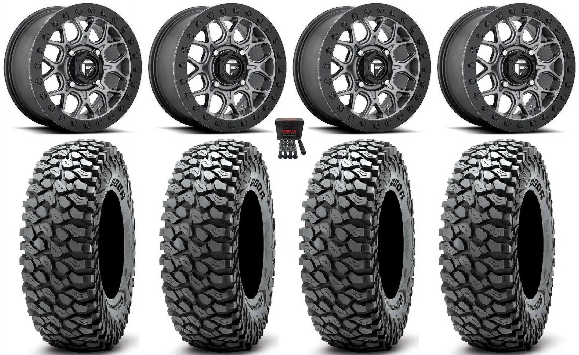 Fuel Tech Beadlock 15" Wheels Gm 32" RocScraper Tires CanAm Maverick