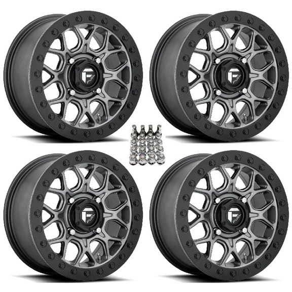 Fuel Tech Beadlock ATV Wheels Gunmetal 15" Can-Am Commander Maverick Renegade Outlander Defender
