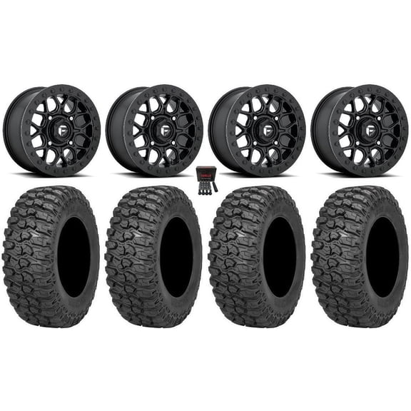 Fuel Tech Beadlock Black 15" Wheels 32" Trail Saw 2.0 Tires Can-Am Commander Maverick Renegade Outlander Defender