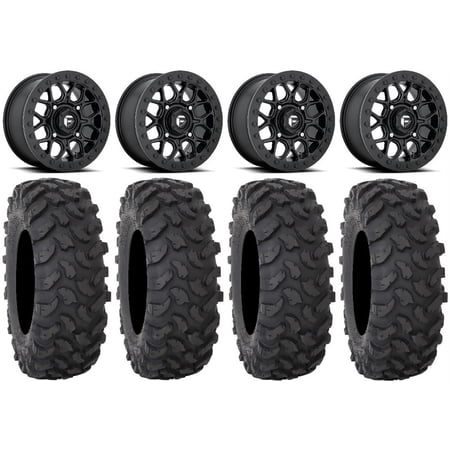 Fuel Tech Beadlock Black 15" Wheels 32" XTR370 Tires Kawasaki Mule Pro FXT