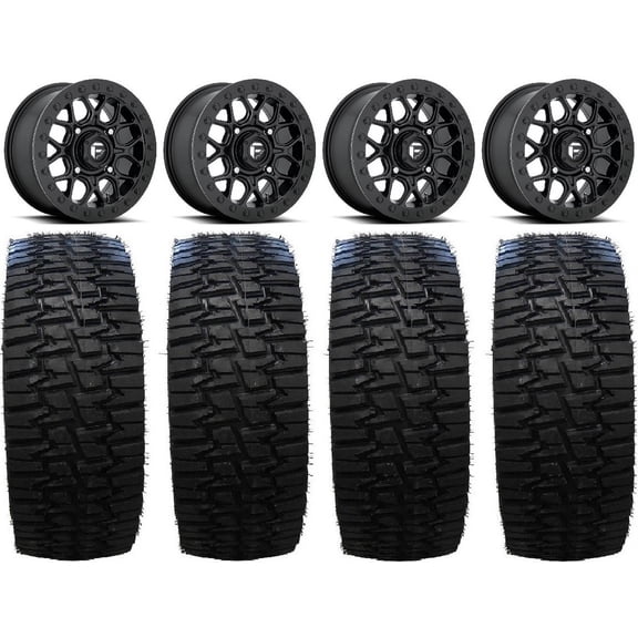 Fuel Tech Beadlock Black 15" Wheels 33" Desert Race Tires Polaris RZR XP 1000 / PRO XP / Ranger XP 900/1000