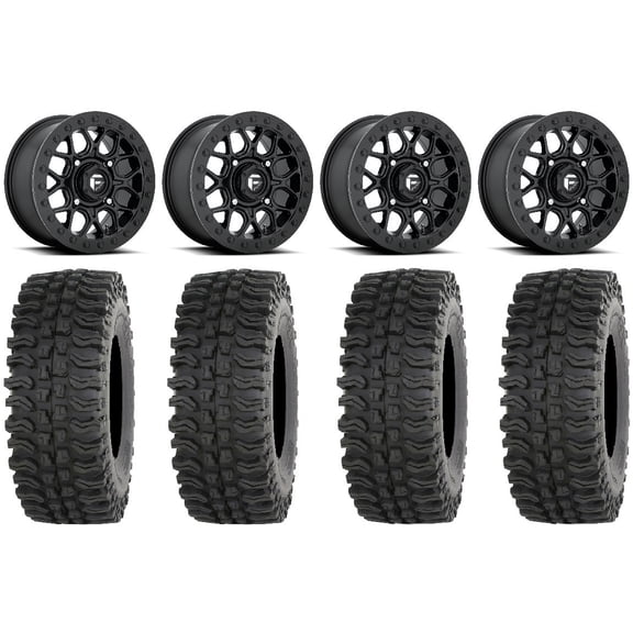 Fuel Tech Beadlock Black 15" Wheels 35" BDC Tires Kawasaki Teryx Mule