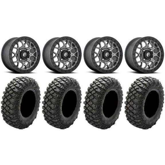Fuel Tech Beadlock Gm 15" Wheels 28" Crawler XG Tires Can-Am Commander Maverick Renegade Outlander Defender