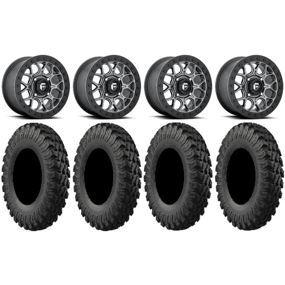 Fuel Tech Beadlock Gm 15" Wheels 28" MotoRally Tires Can-Am Maverick X3 / Honda Pioneer 1000 / Talon