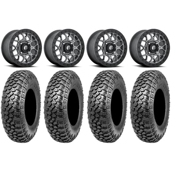 Fuel Tech Beadlock Gm 15" Wheels 33" RAZR XT Tires Kawasaki Mule Pro FXT