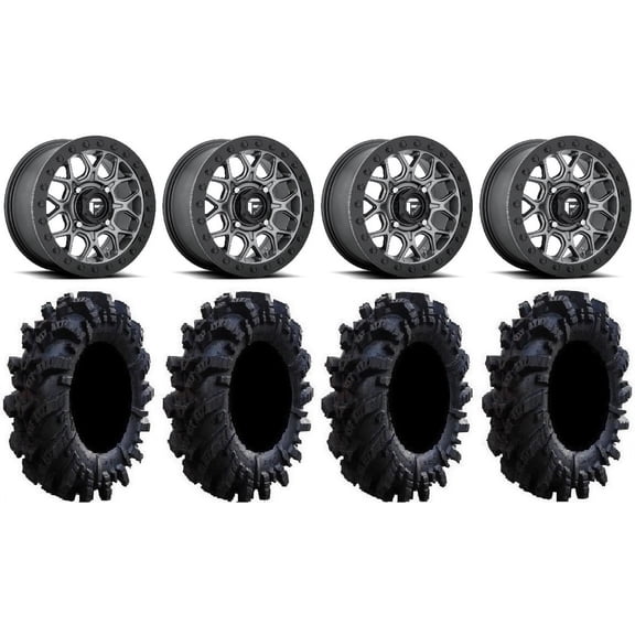 Fuel Tech Beadlock Gm 15" Wheels 34" Intimidator Tires Kawasaki Teryx Mule