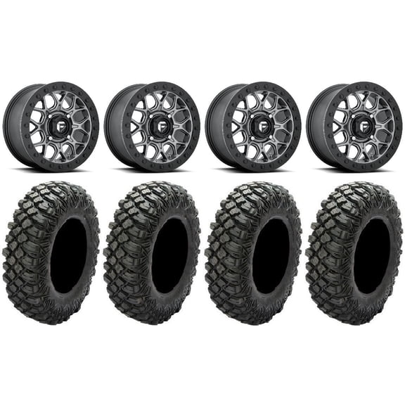 Fuel Tech Beadlock Gm 15" Wheels 35" Crawler XG Tires Can-Am Commander Maverick Renegade Outlander Defender