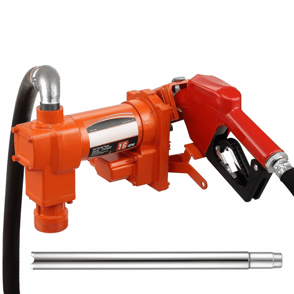 Fuel Transfer Pump 12V 16 GPM, Gasoline Diesel Extractor with Nozzle & Hose