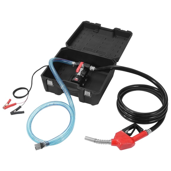 Fuel Transfer Pump, 12V DC 10 GPM 1/4 HP, Portable Electric Diesel Transfer Pump with Automatic Shut-Off Fuel Nozzle, High Flow, Long Inlet & Outlet Hose for Diesel, Kerosene, Transformer Fuel