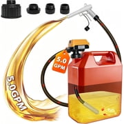 Fuel Transfer Pump 4 GPM Auto Stop Voice Alert Portable Gas Can Pump For Gasoline Diesel Compatible with DeWalt 18 20V Battery PVC Hose 4 Adapters Leak Proof Electric Gas Transfer Pump