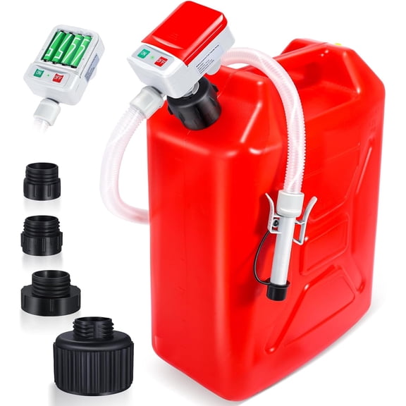 Fuel Transfer Pump with Auto-Stop Sensor-3.2GPM,Overfill Protection, 30s Alert Beep,51"Hose Transfer Pump Battery Powered with 4 Tank Adapter,Portable Liquid Pump with Nozzle for Gasoline,Diesel,Oil