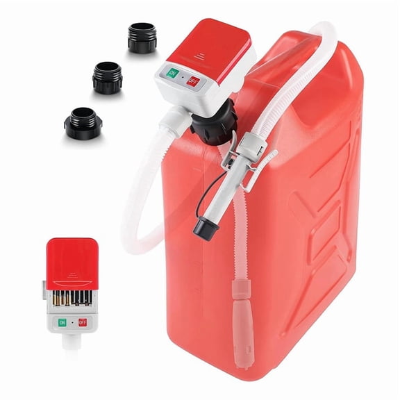 Fuel Transfer Pump with Auto-Stop Sensor and 3 Tank Adapter, 2.4GPM 51inch Hose Battery-Powered Portable Liquid Pump,1 * Automatic Fuel Transfer Pump 3 * connectors,Red