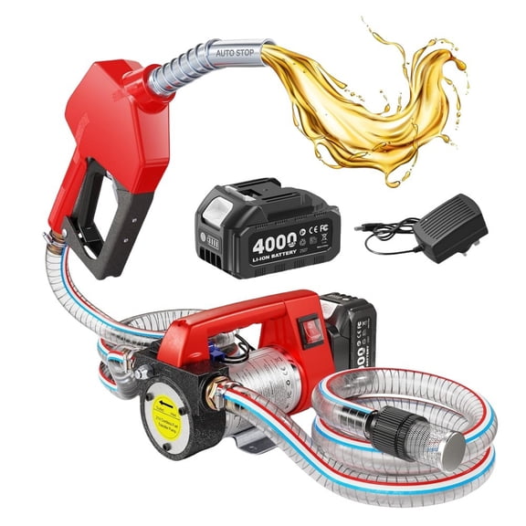 Fuel Transfer Pump Electric Diesel Kerosene Pump 21V DC 12GPM Nozzle Hoses