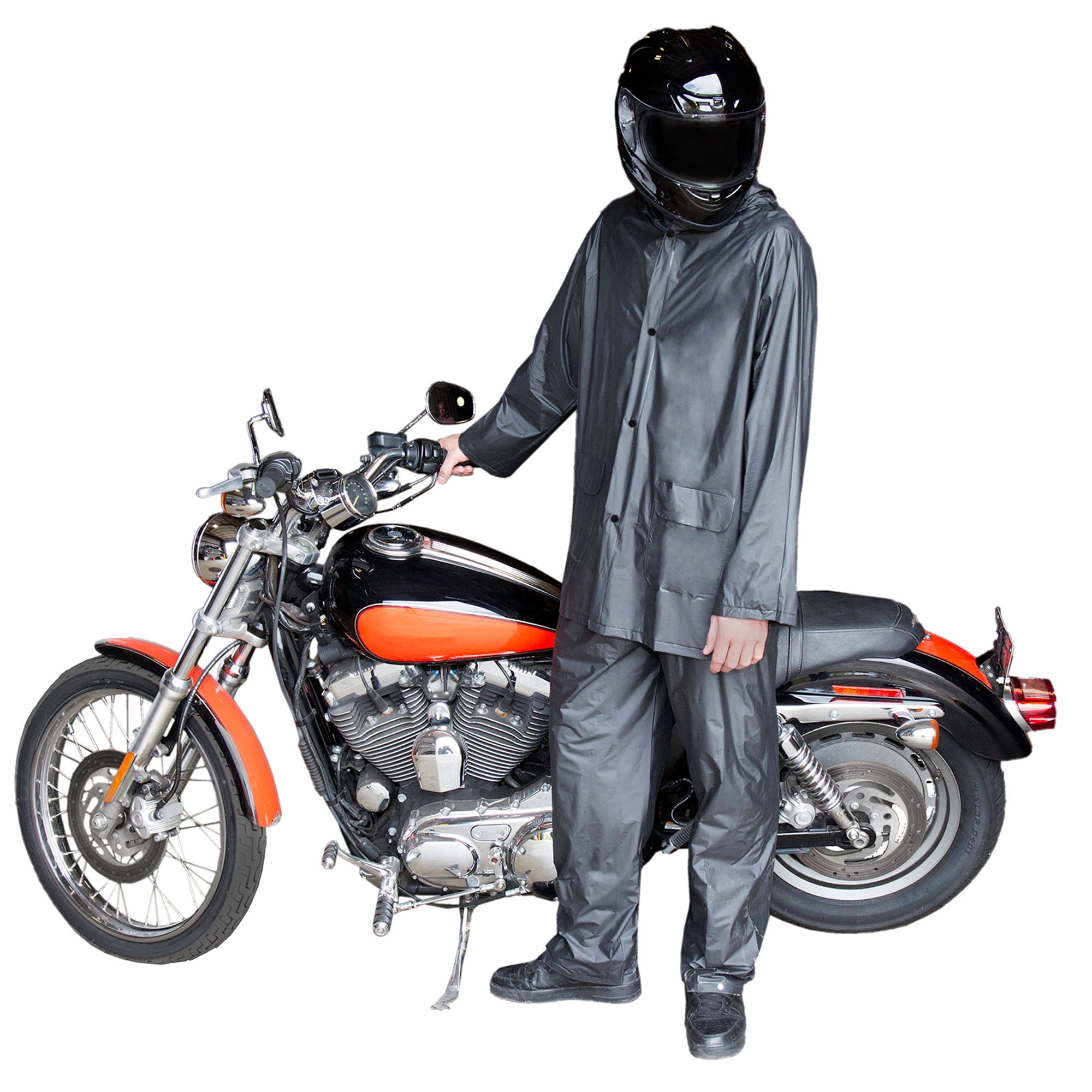 FUEL HELMETS Non Riding Emergency Rain Gear, Jacket and Pants, Black, Size: Adult Large