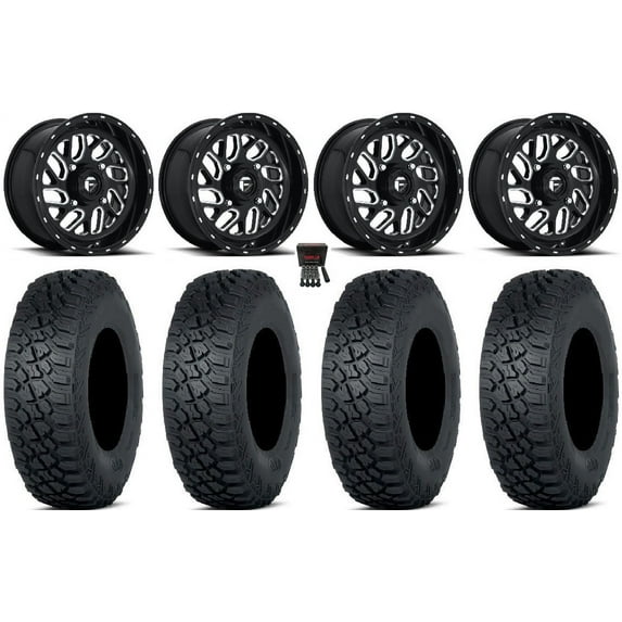 Fuel Triton 16" Wheels Black 32" Tenacity XNR 8ply Tires Kawasaki Mule Pro FXT