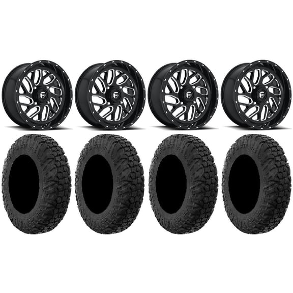 Fuel Triton Black 18" Wheels 34" MotoVator Tires Polaris RZR XP 1000 / PRO XP / Ranger XP 900/1000
